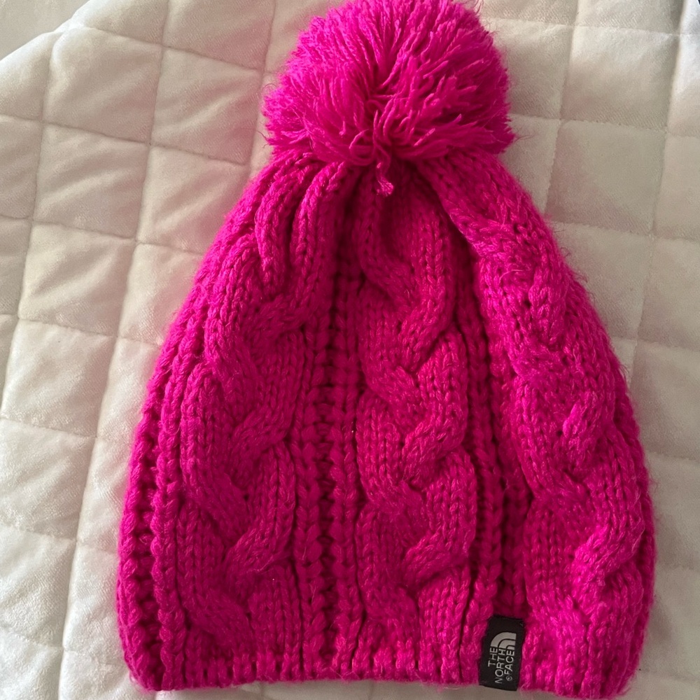 Women’s North Face Knit Beanie, hot pink, OS, gently used